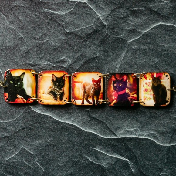 Cat Lady Box Jewelry - Vintage Style Black Cat Bracelet